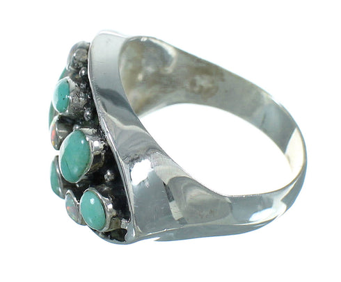 Genuine Sterling Silver Opal And Turquoise Southwestern Ring Size 7-3/4 YX68906